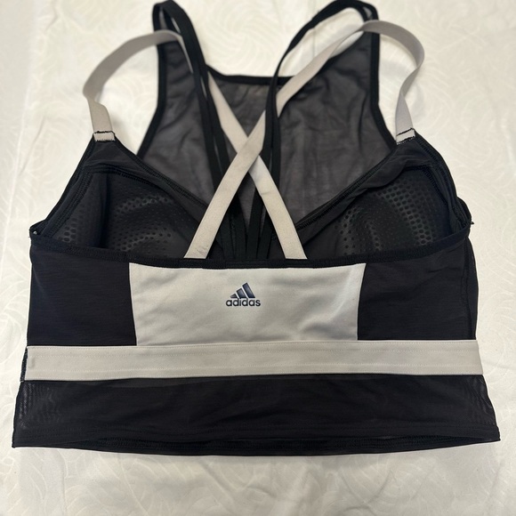 adidas Black and White Sports Bra with Racerback Design - Picture 2 of 2